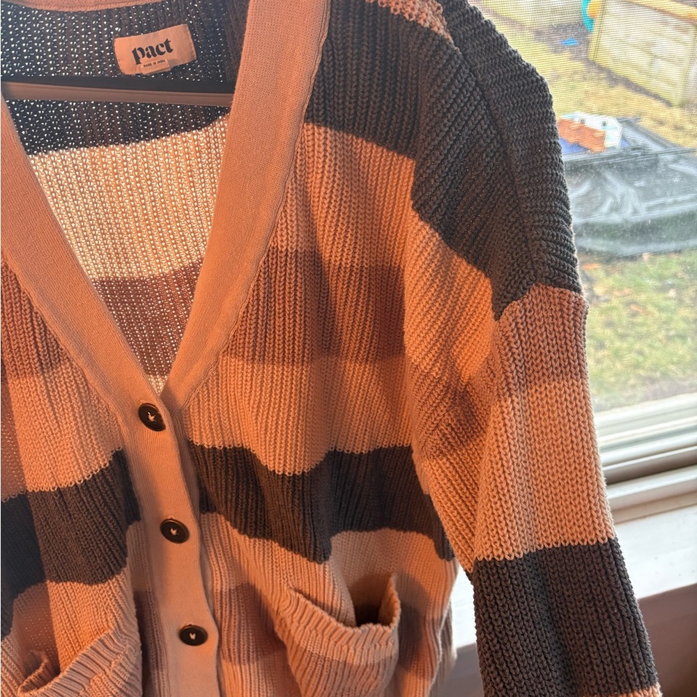 Pact Women's Colorblock Cardigan - Black and Tan